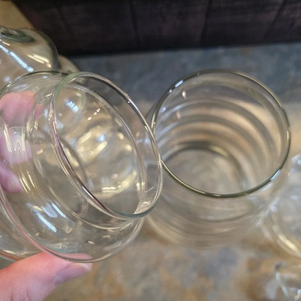 Rare Vintage Libbey Glass Crystal Creations Christmas Tree Jar Complete Set of 3